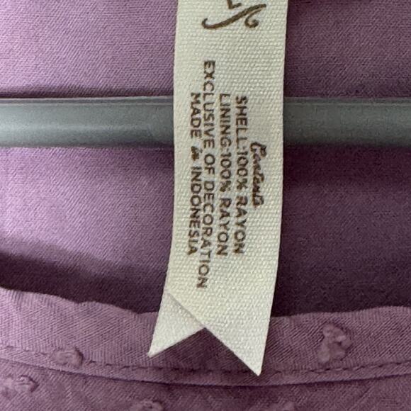 Matilda Jane Turn On The Charm Sheath Dress Women Sz L Lilac Swiss Dots Pleated - Picture 9 of 10